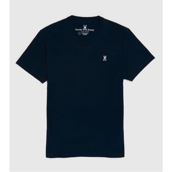 Psycho Bunny Mens Classic V Neck Tee in Navy - Picture 3 of 8